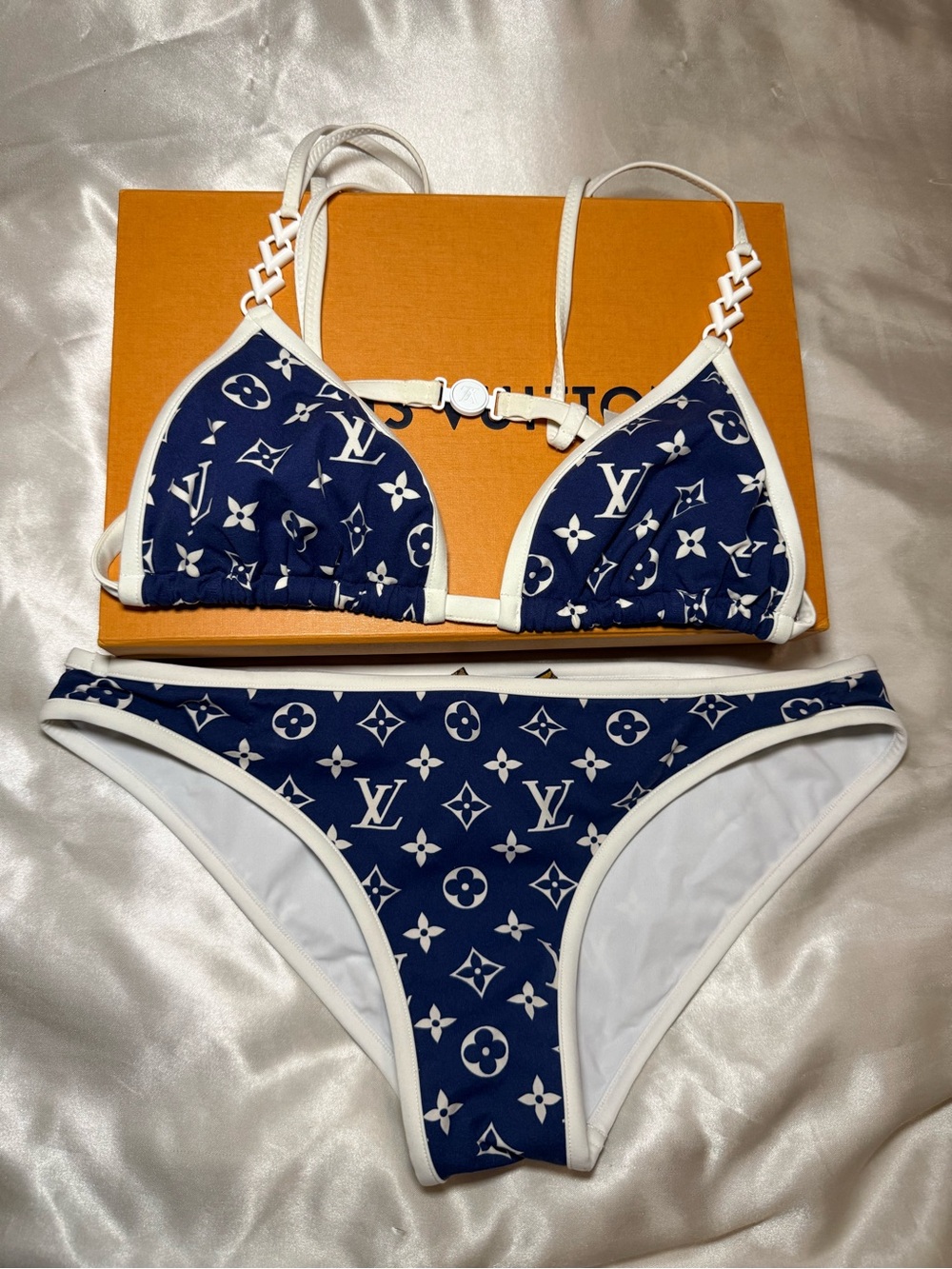 Louis Vuitton Navy and White Monogram Bikini Set